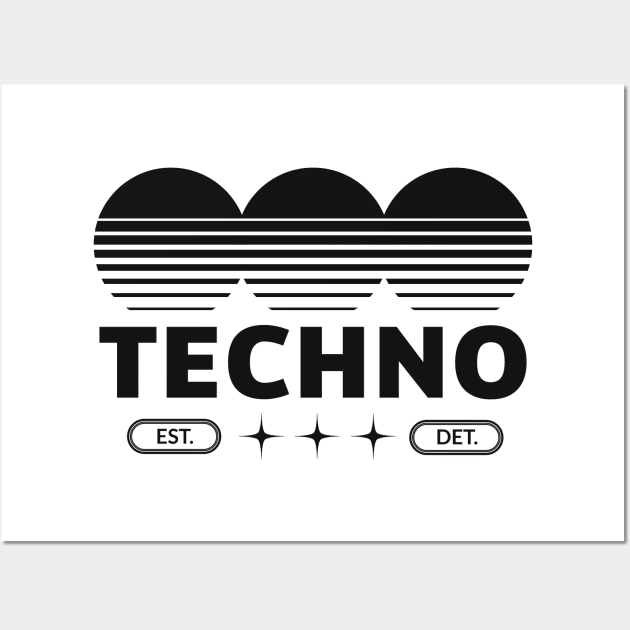 TECHNO - Techno Logo (Black) Wall Art by DISCOTHREADZ 